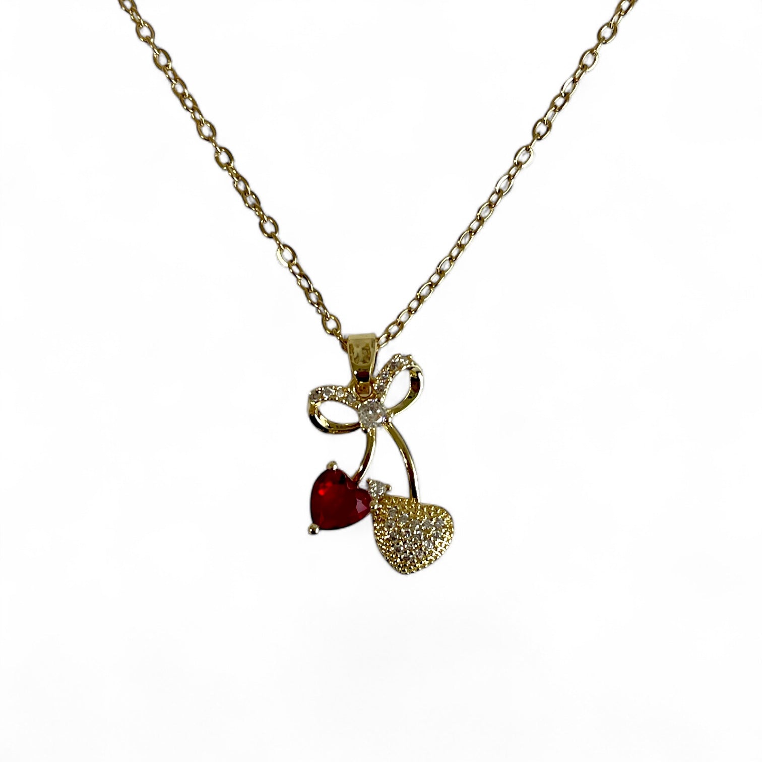 Ruby Heart Bow Kette