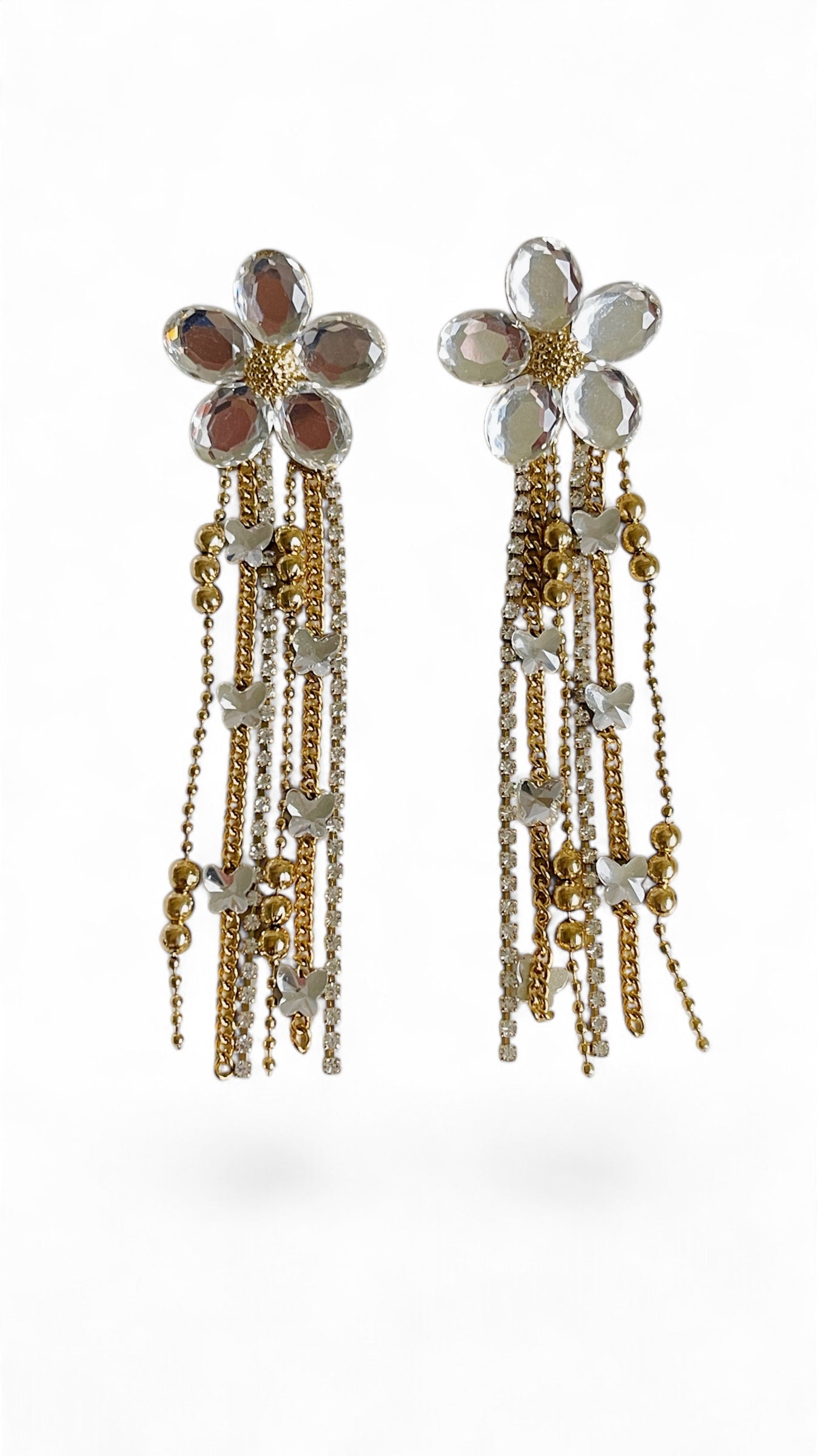 Crystal Flower Drop Ohrringe