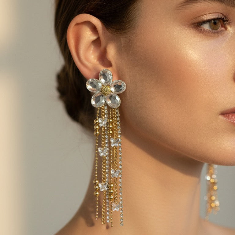 Crystal Flower Drop Ohrringe