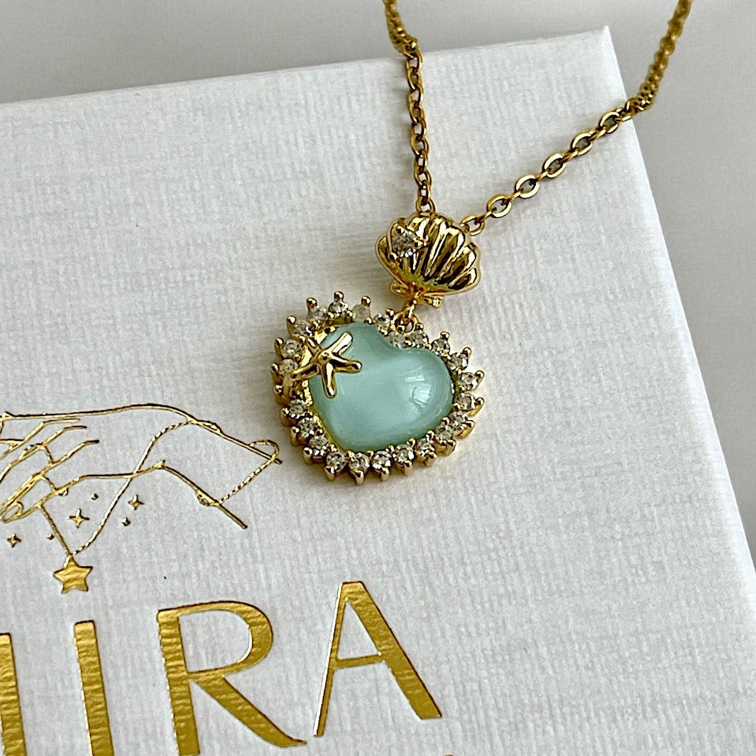 Aqua Sea Heart Kette