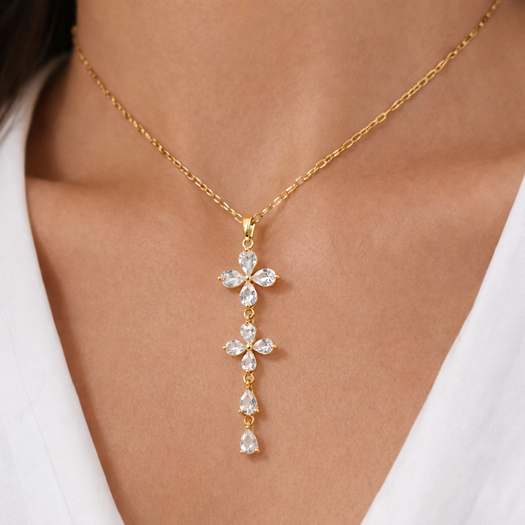 Golden Blossom Drop Kette