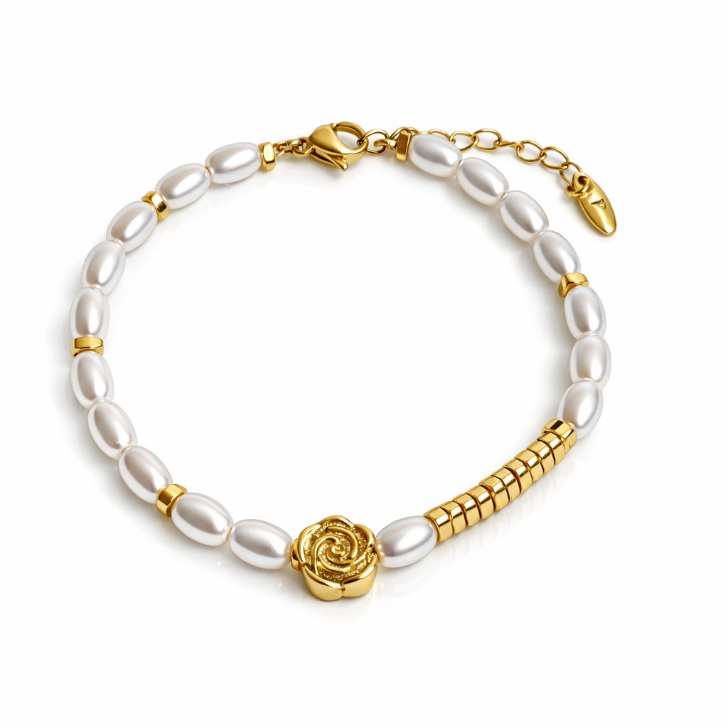 Golden Rose Pearl Armband
