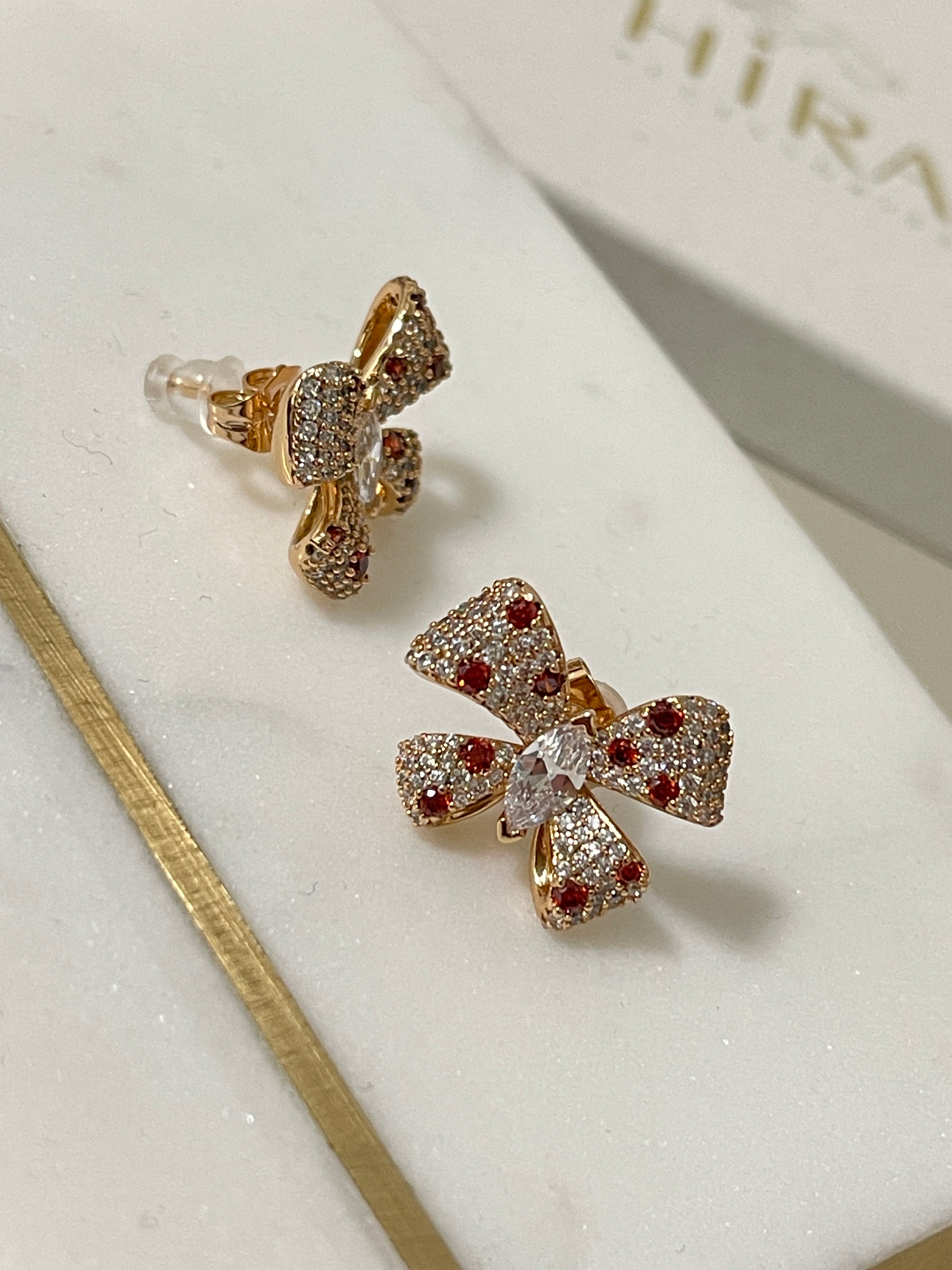 Rubin Schleifen Ohrringe