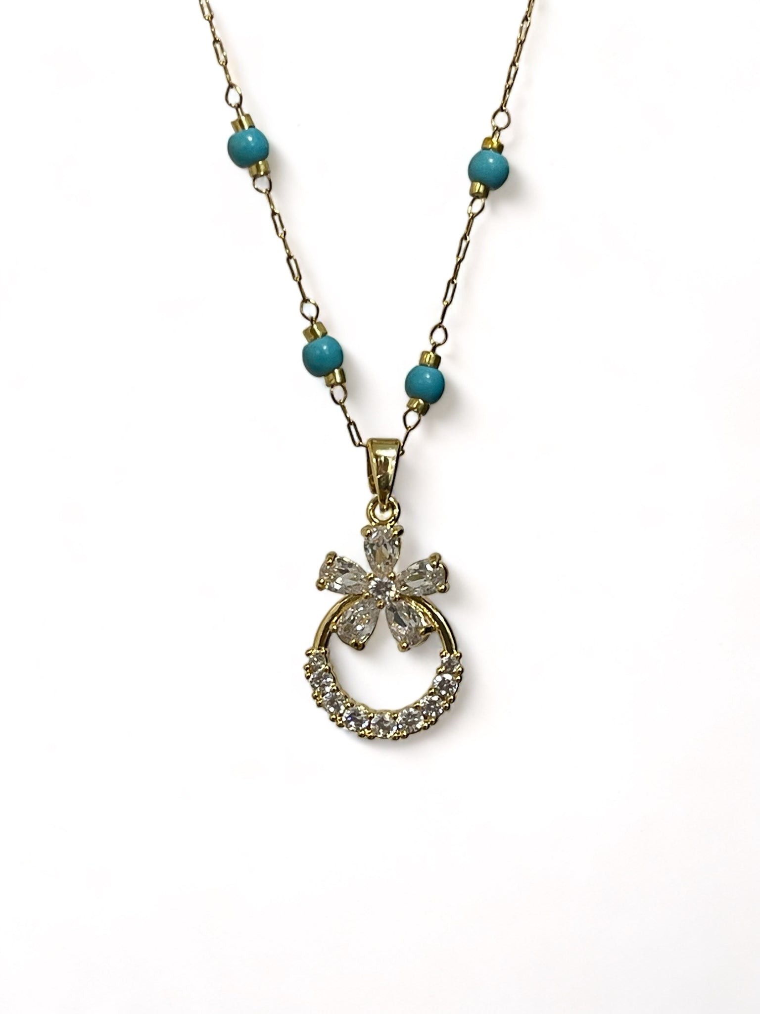 Golden Turquoise Bloom Necklace