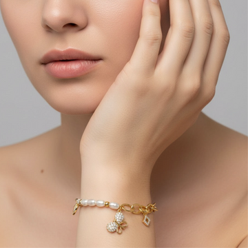 Pearl Butterfly Charm Armband
