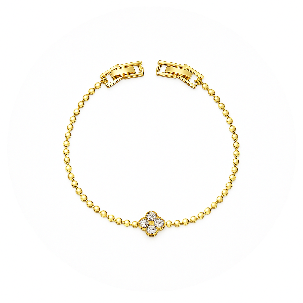 Golden Sparkle Clover Armband