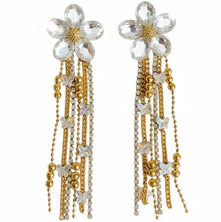 Crystal Flower Drop Ohrringe