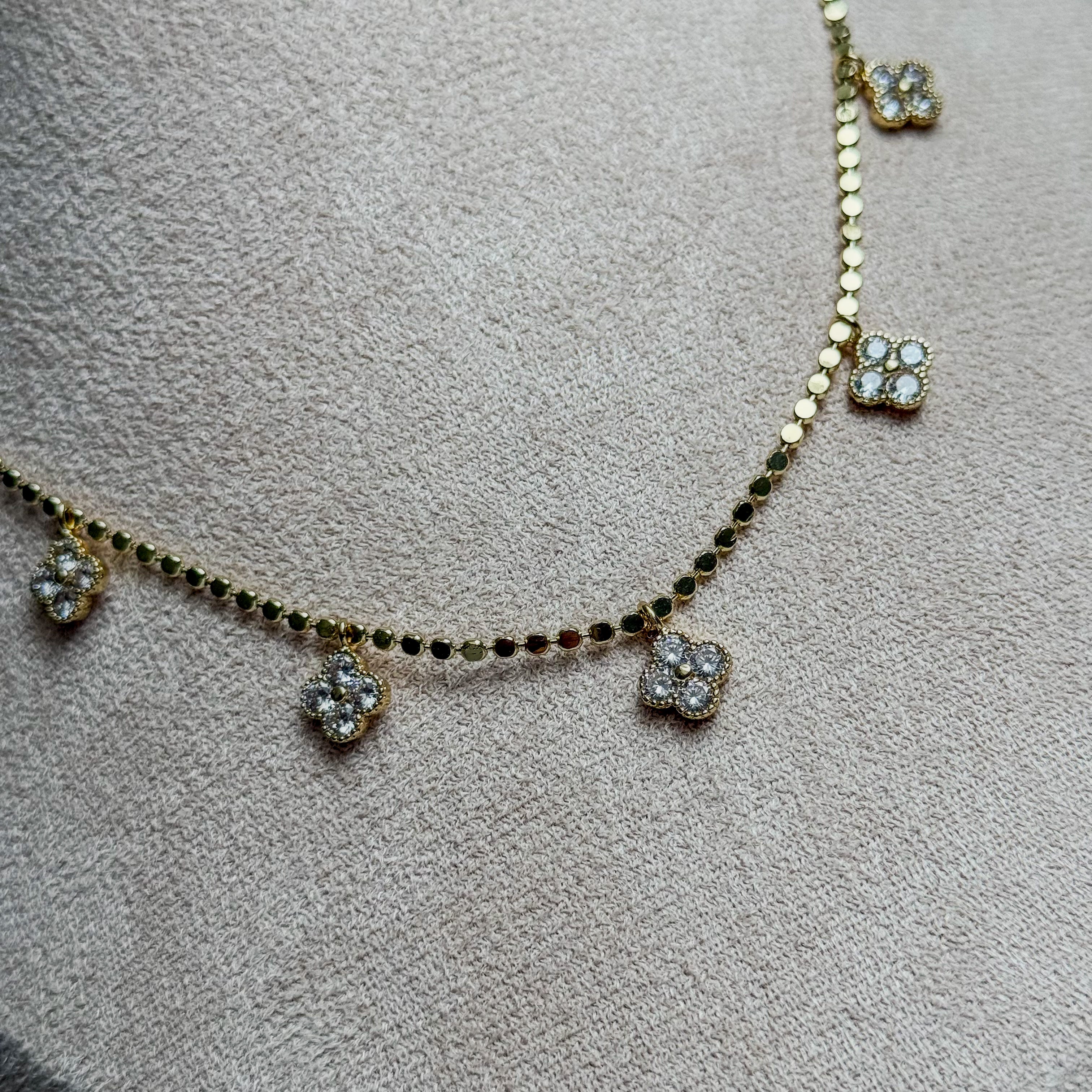Golden Clover Sparkle Kette