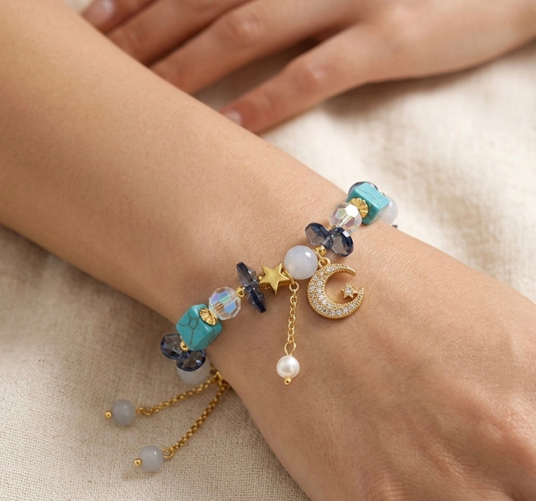 Turquoise Moon & Star Armband