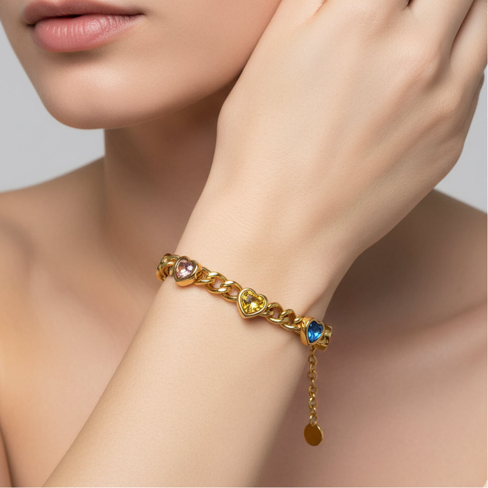 Rainbow Hearts Armband