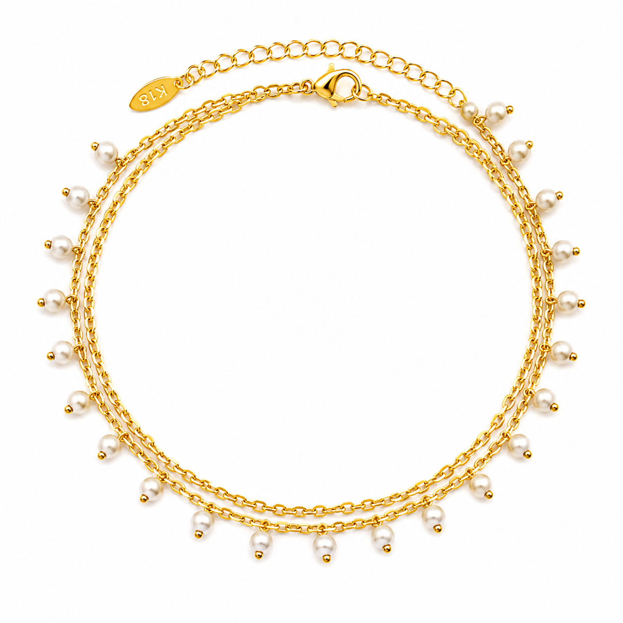 Pearl Glow Doppelreihige Fußkette