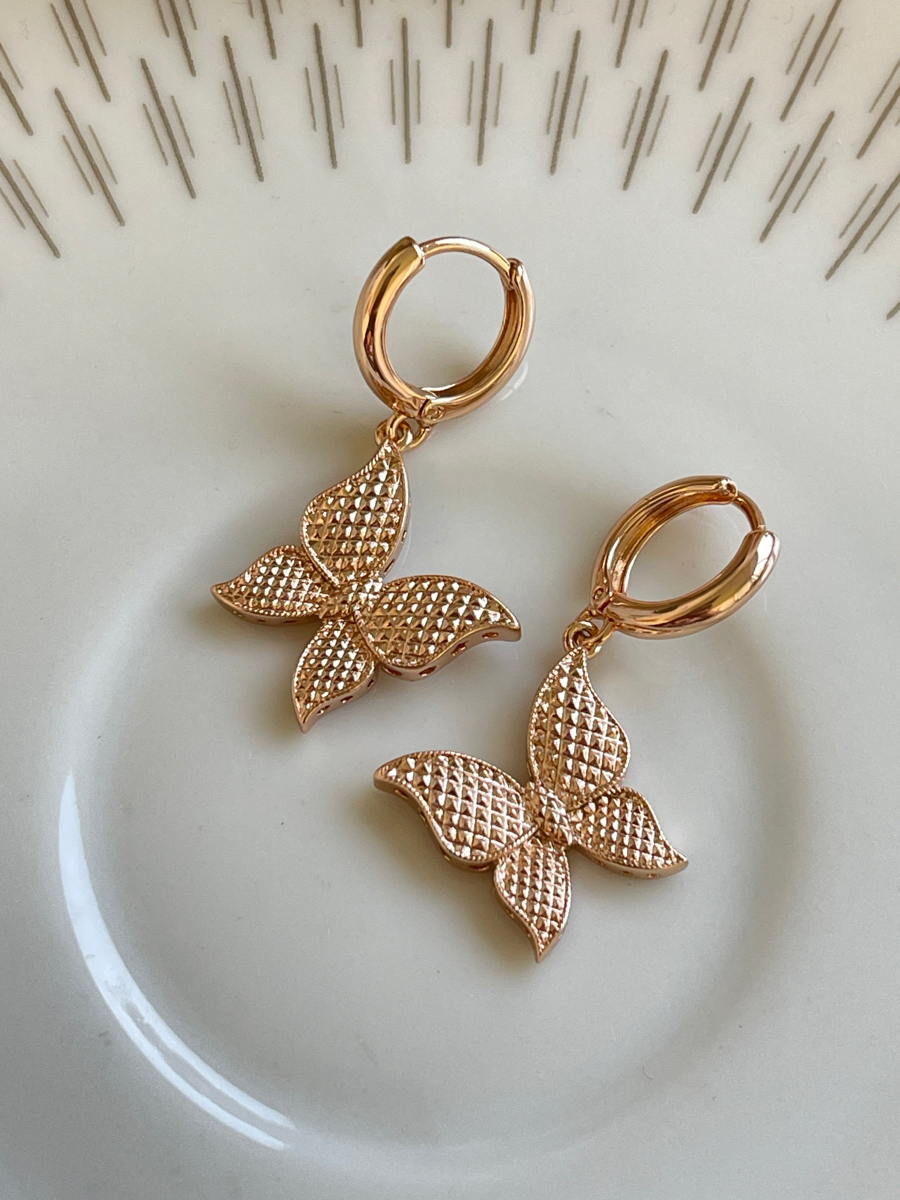 Rosévergoldete Schmetterling Ohrringe