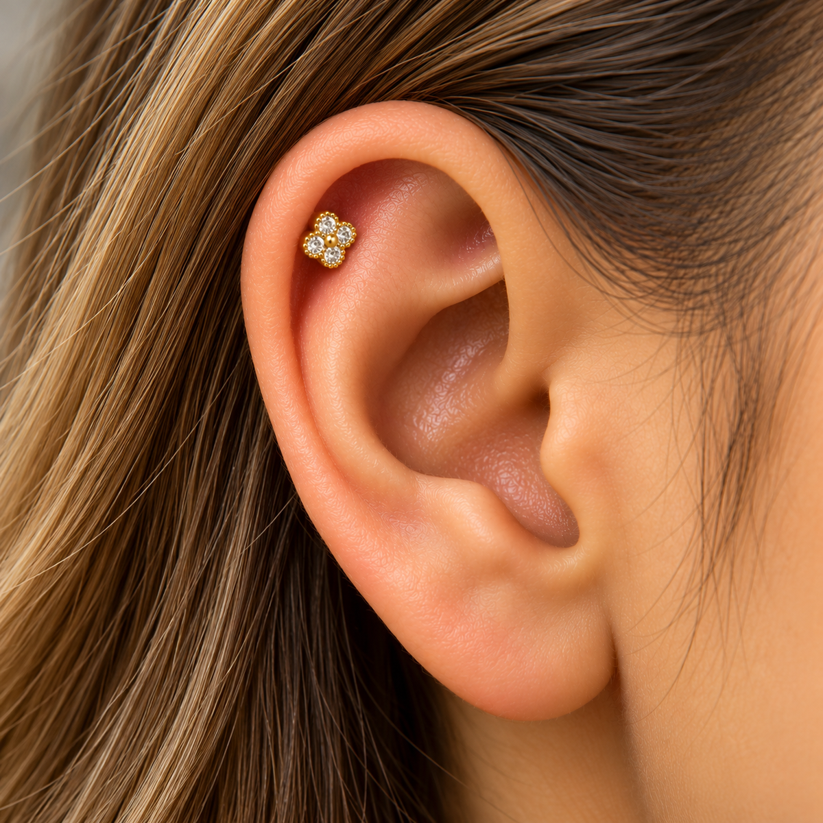 Crystal Clover Helix Piercing