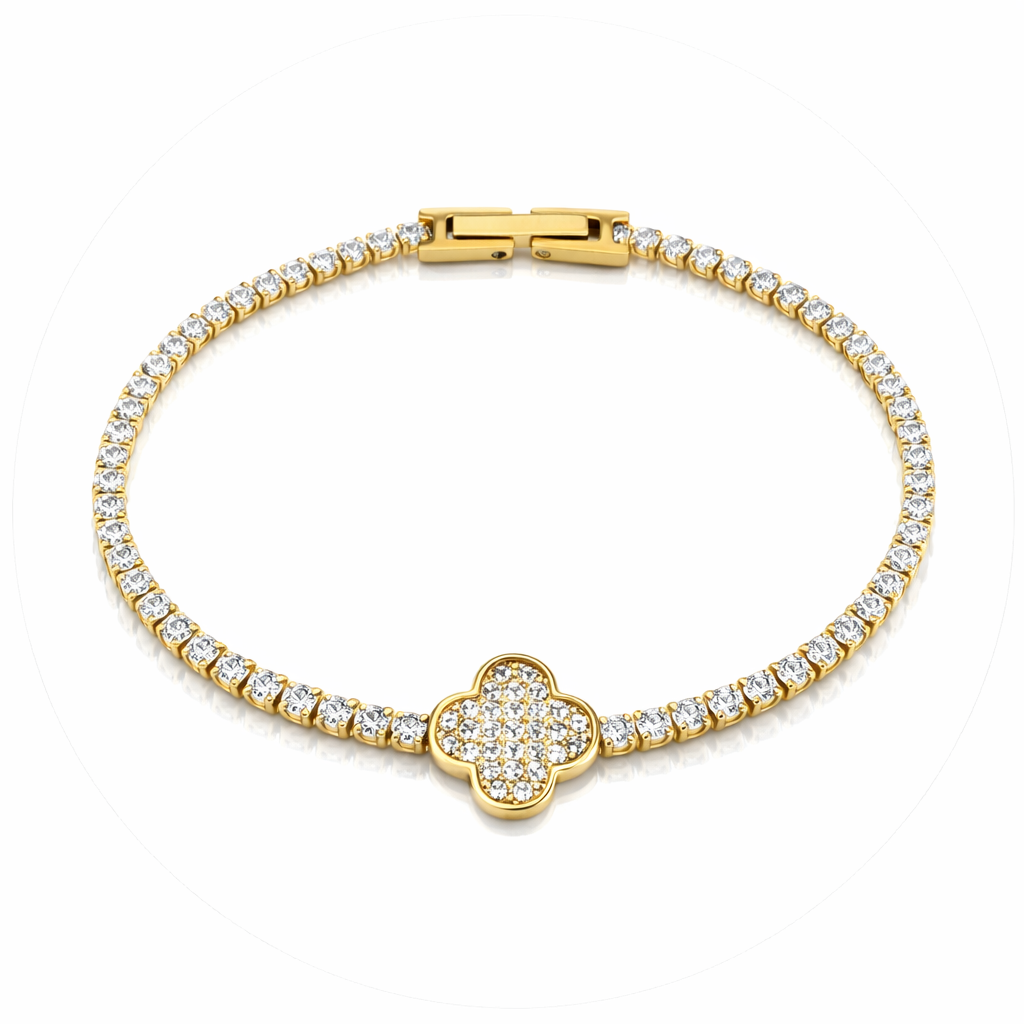 Golden Clover Tennis Armband