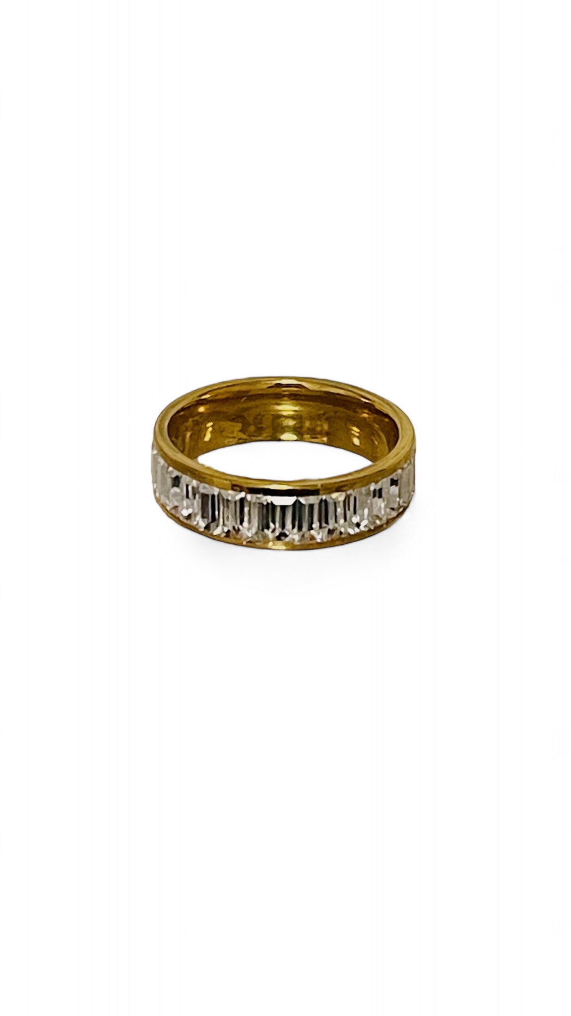 Golden Crystal Baguette Ring