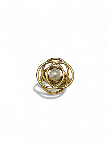 Golden Orb Pearl Ring