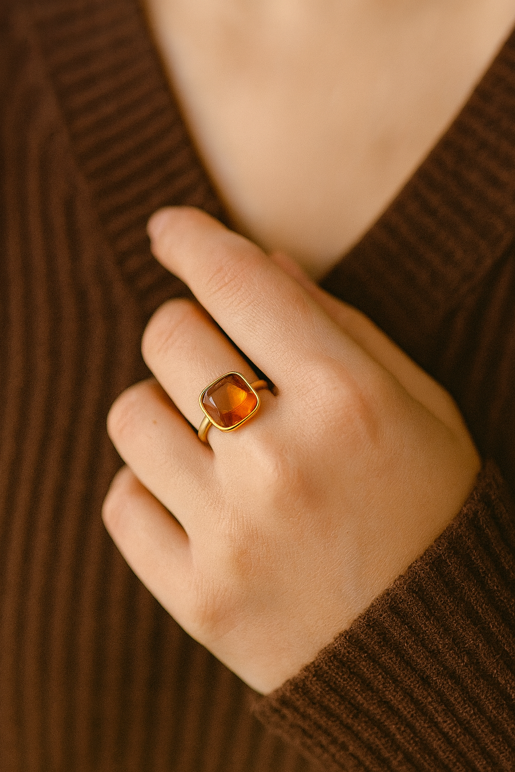 Amber Glow Verstellbarer Ring