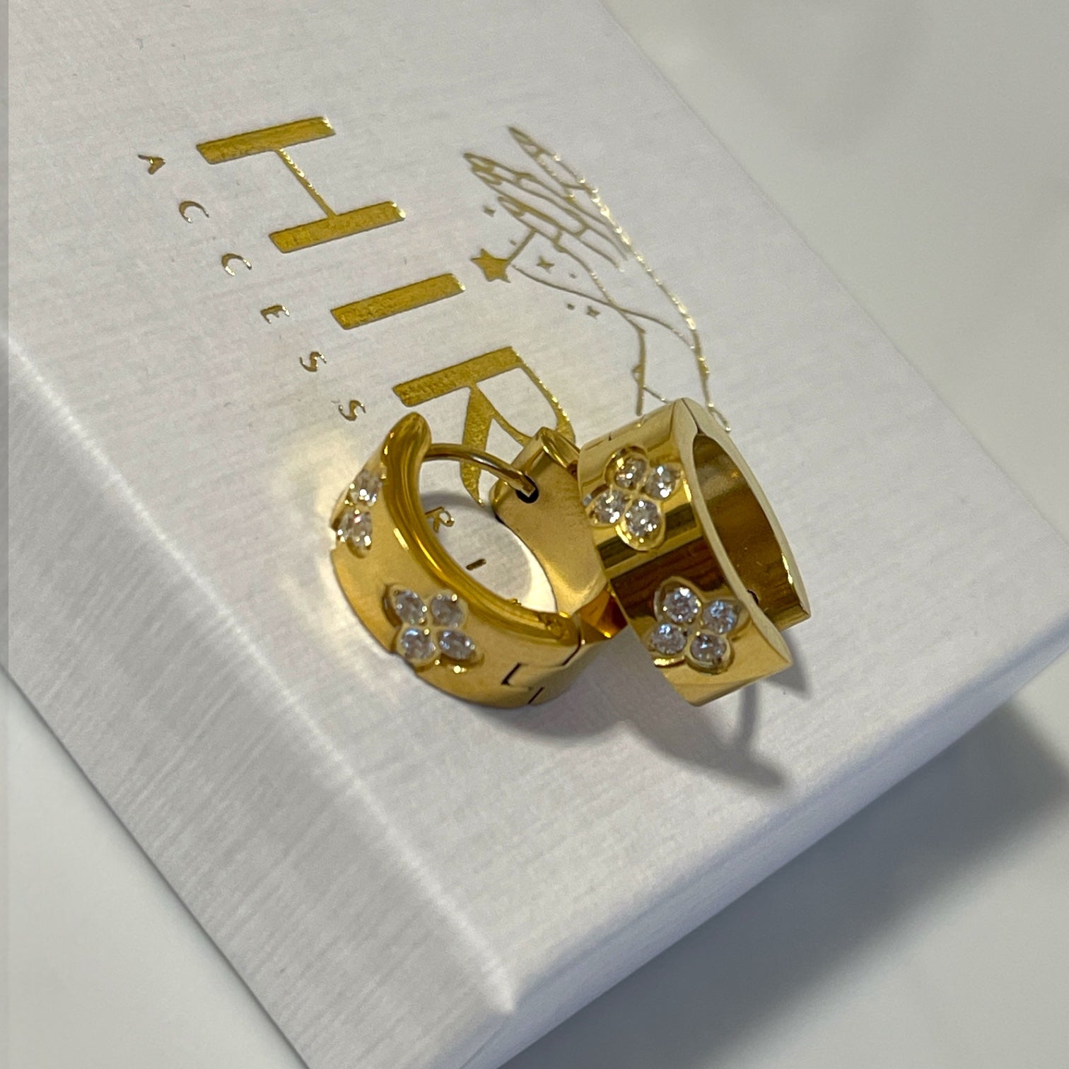 Golden Clover Sparkle Hoops