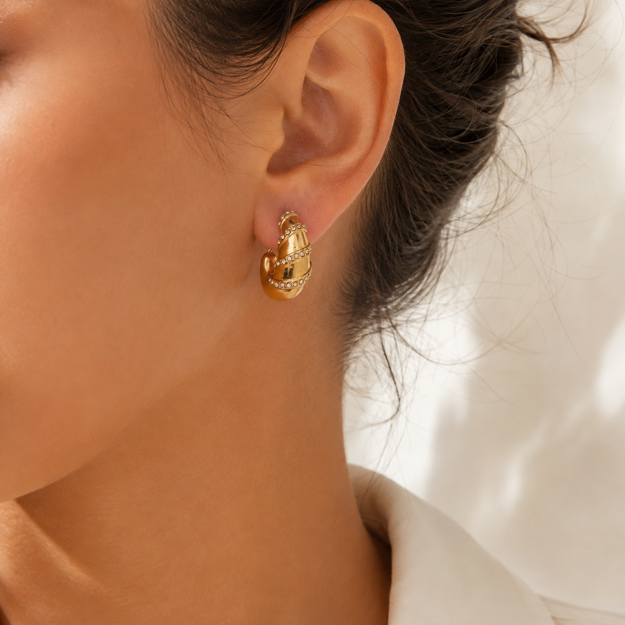 Crystal Twist Hoops