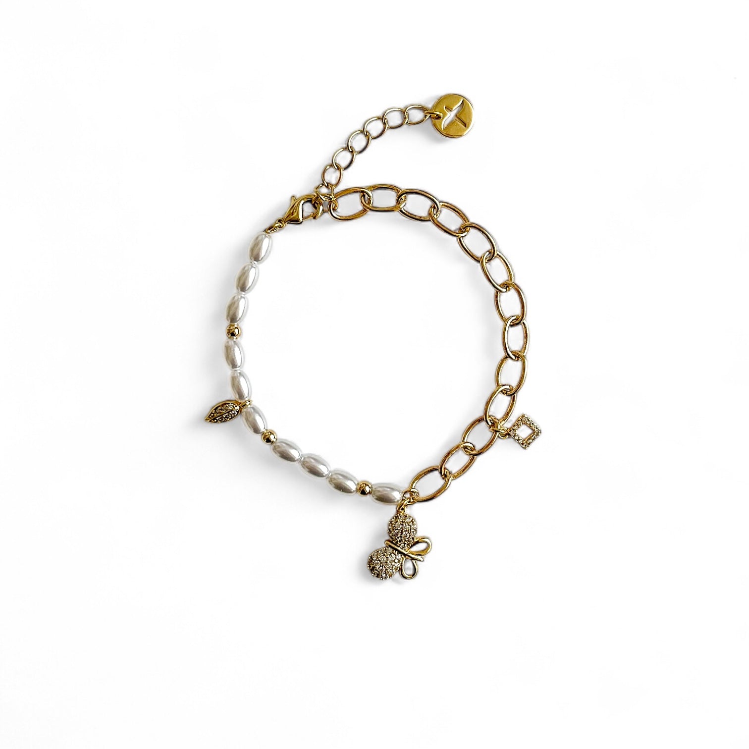 Pearl Butterfly Charm Armband