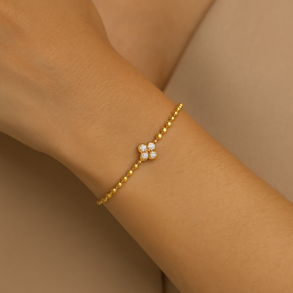 Golden Sparkle Clover Armband