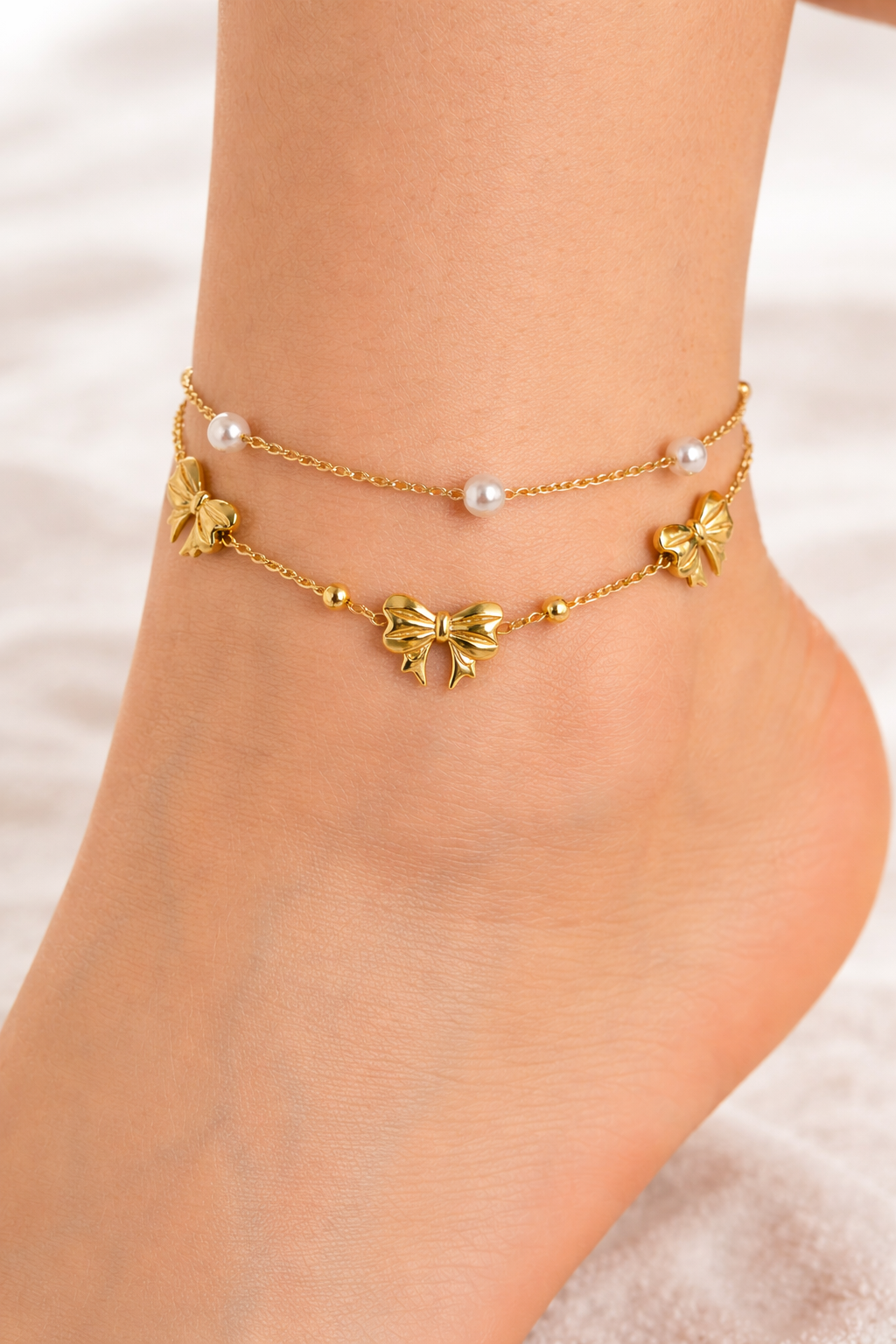 Pearl Bow Fußkette