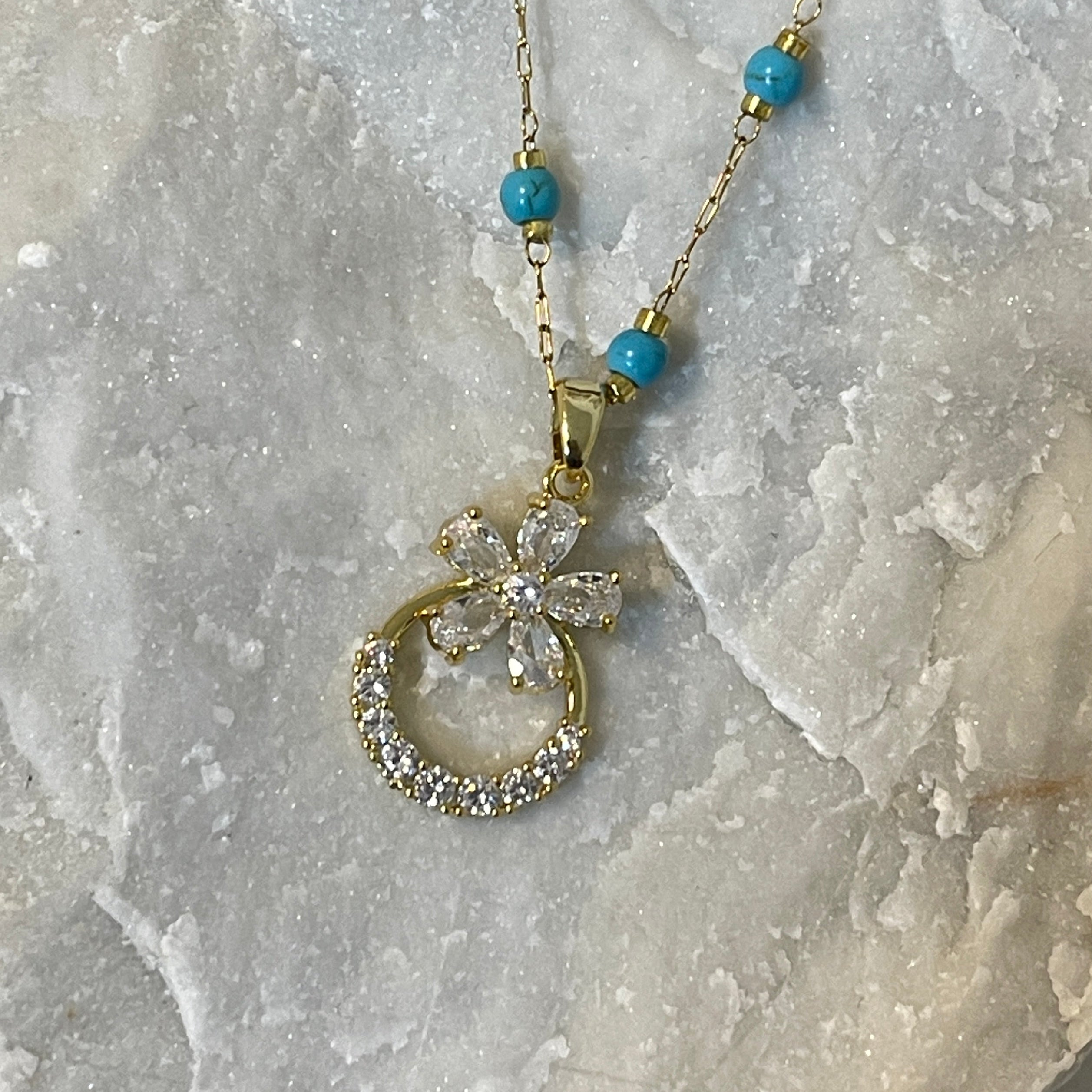 Golden Turquoise Bloom Necklace