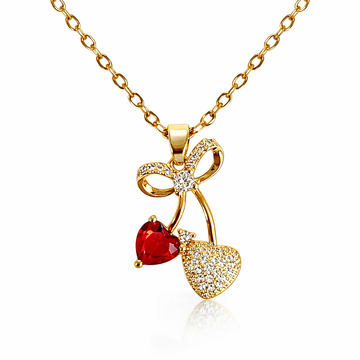 Ruby Heart Bow Kette