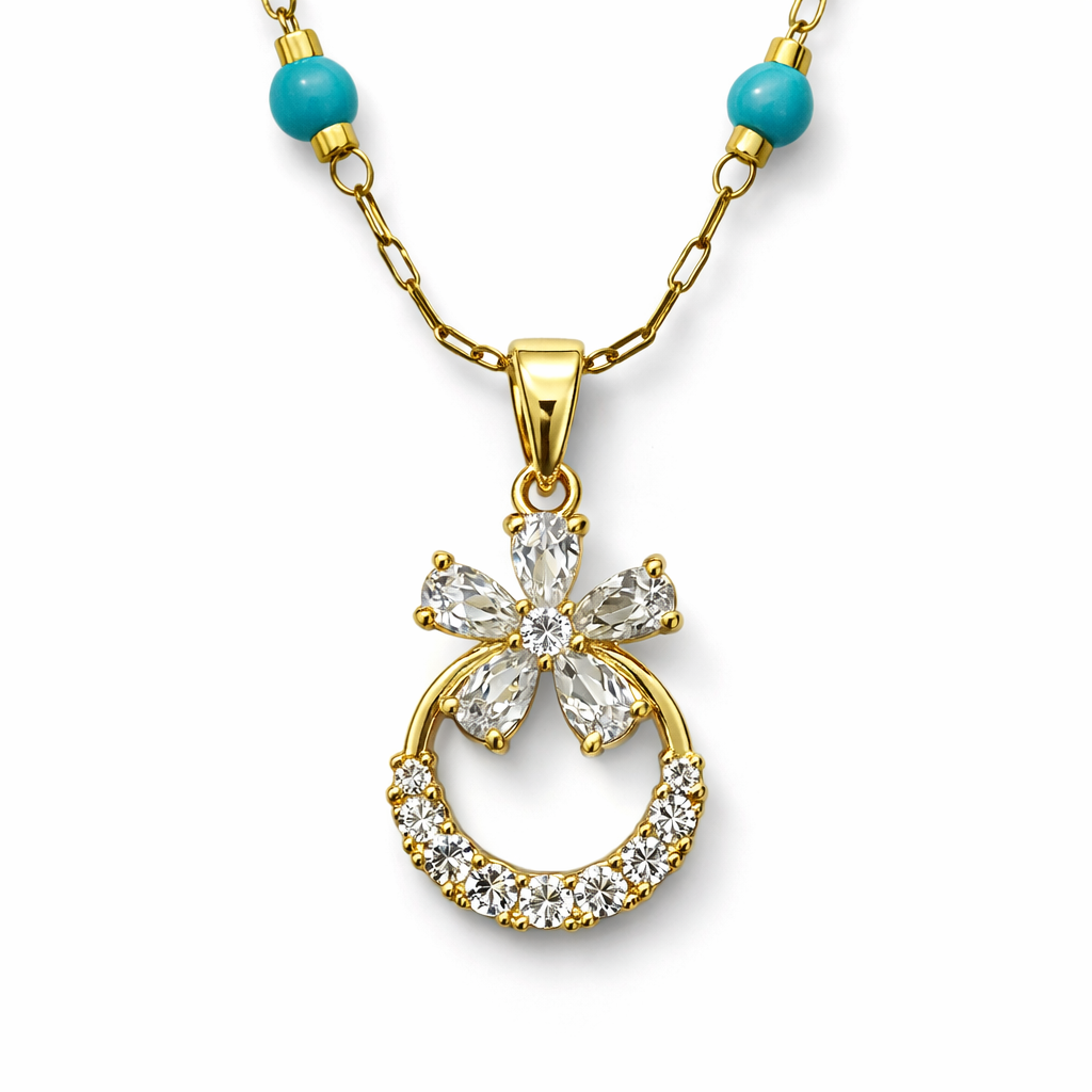 Golden Turquoise Bloom Necklace