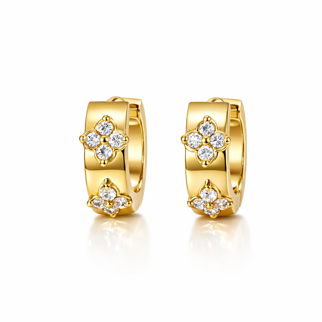 Golden Clover Sparkle Hoops