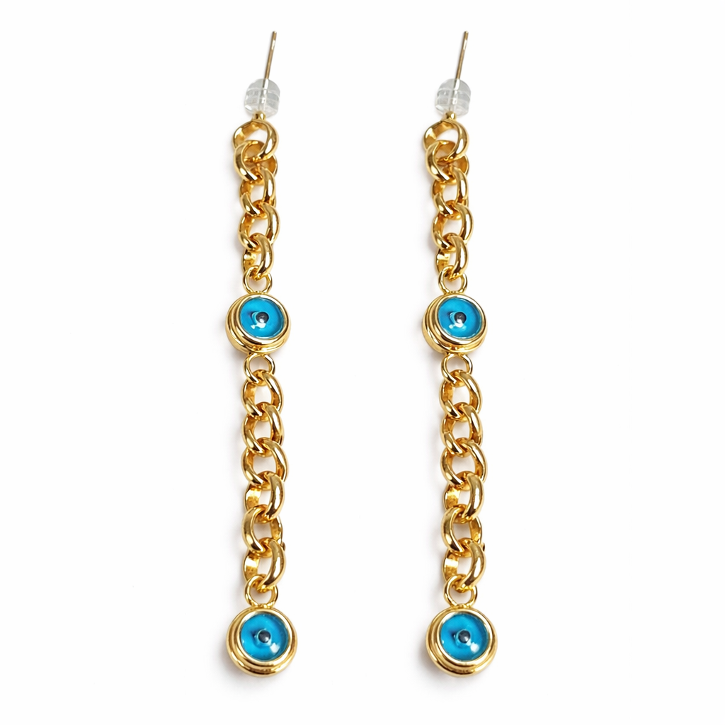 Lange Nazar Chain Ohrringe