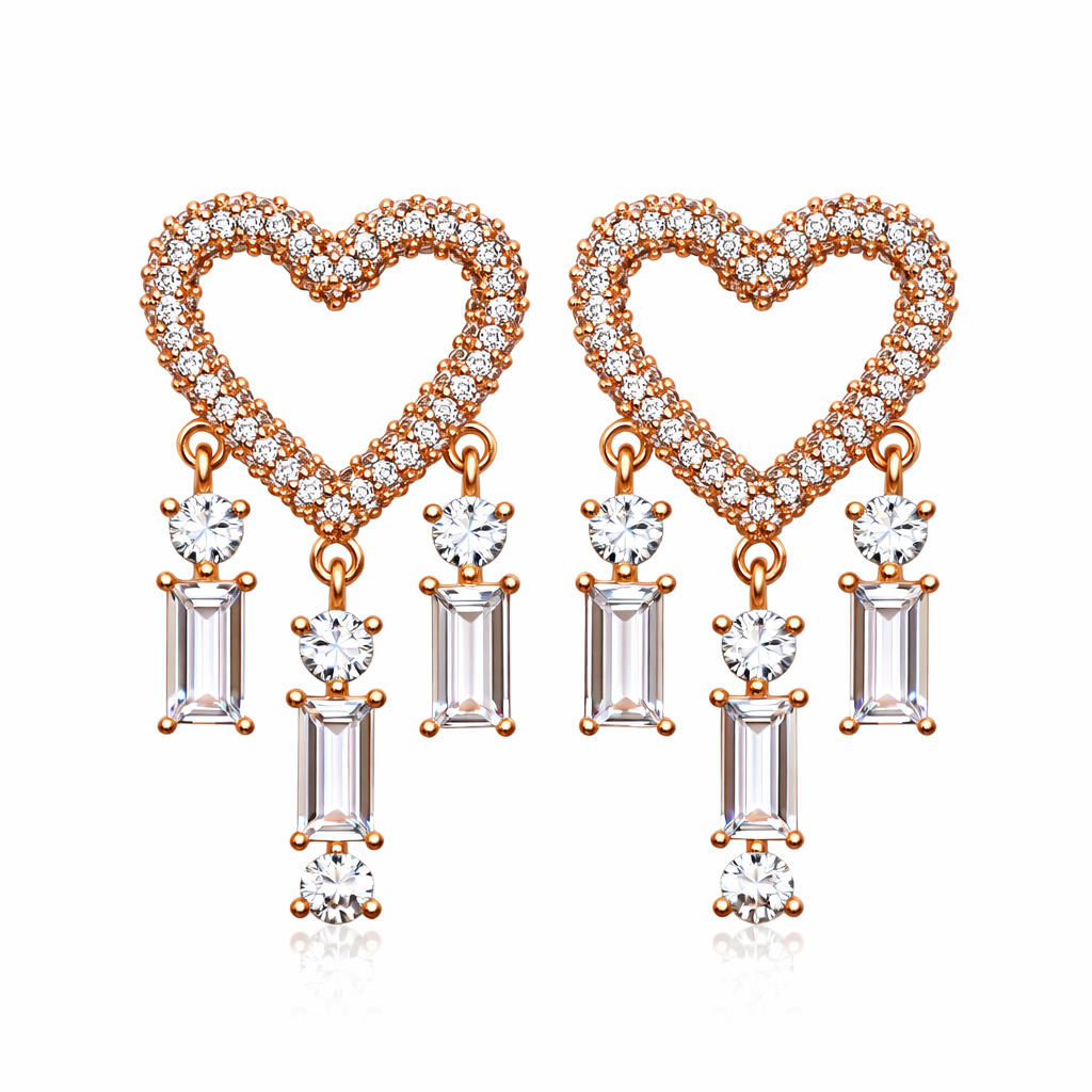 Heart Ohrringe mit Zirkoniasteinen