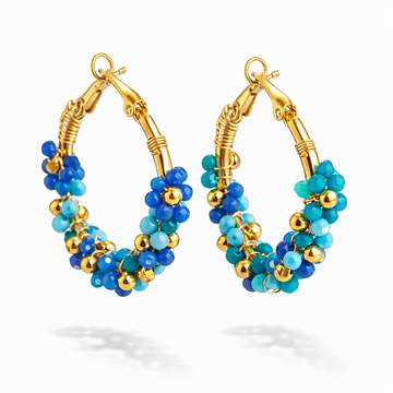 Boucles d'oreilles fleur bleue