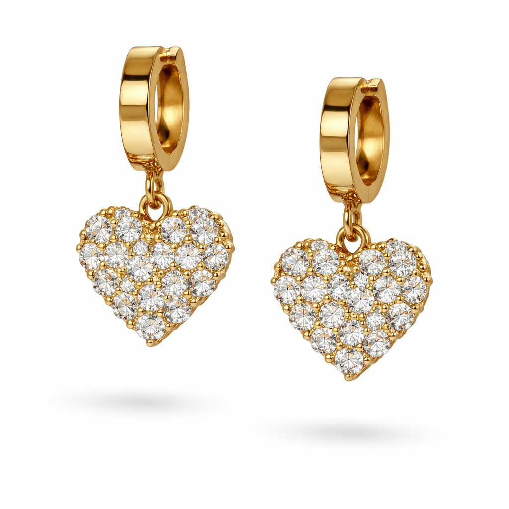 Boucles d'oreilles mini coeur avec strass