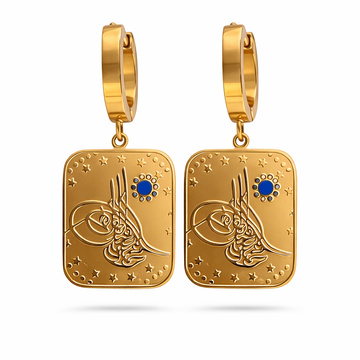 Boucles d'oreilles Tugra carrées