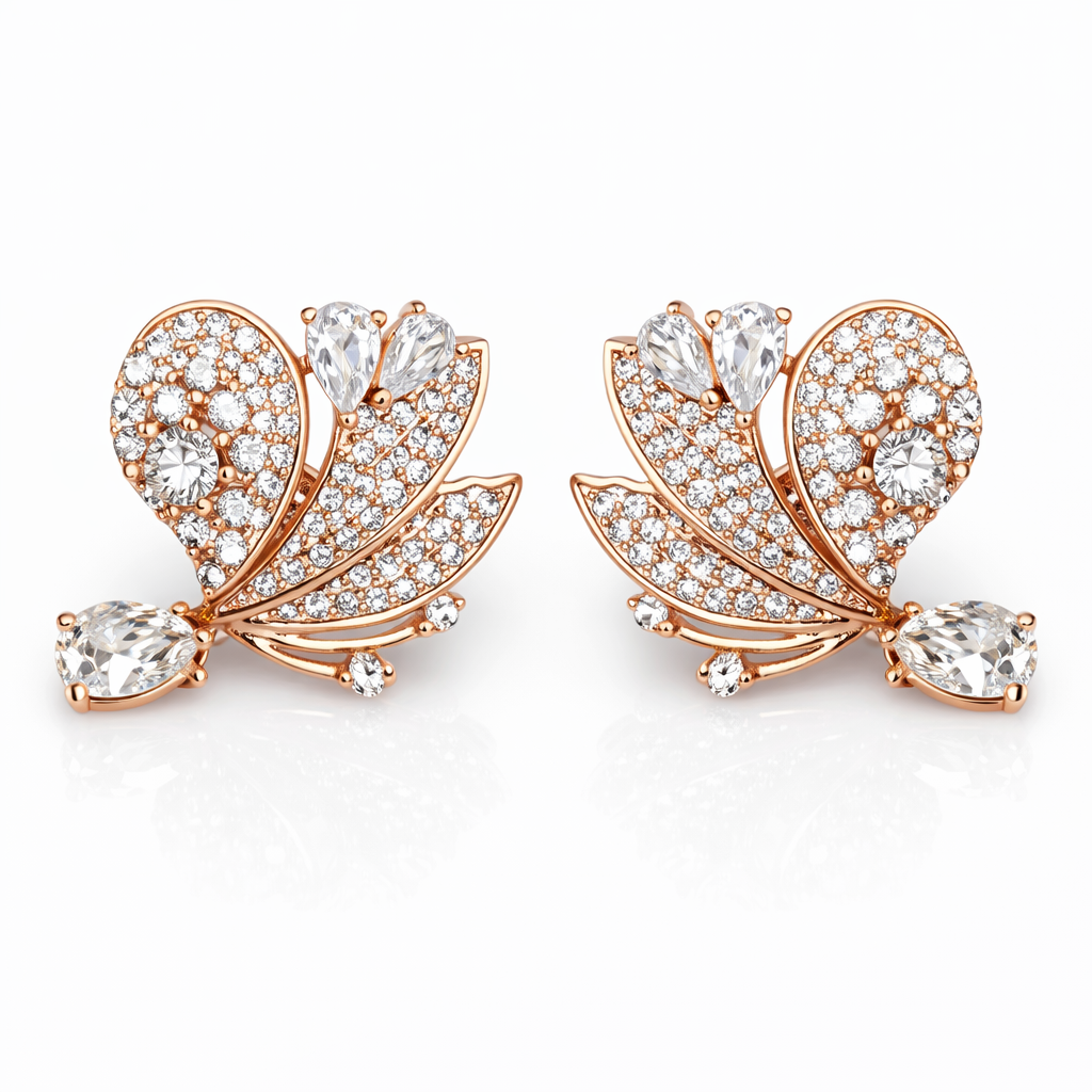 Boucles d'oreilles papillon avec pierres de zircone