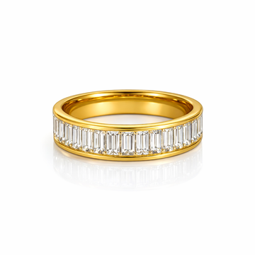 Golden Crystal Baguette Ring