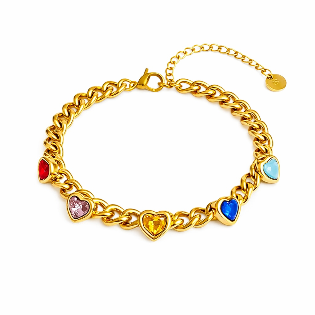 Rainbow Hearts Armband