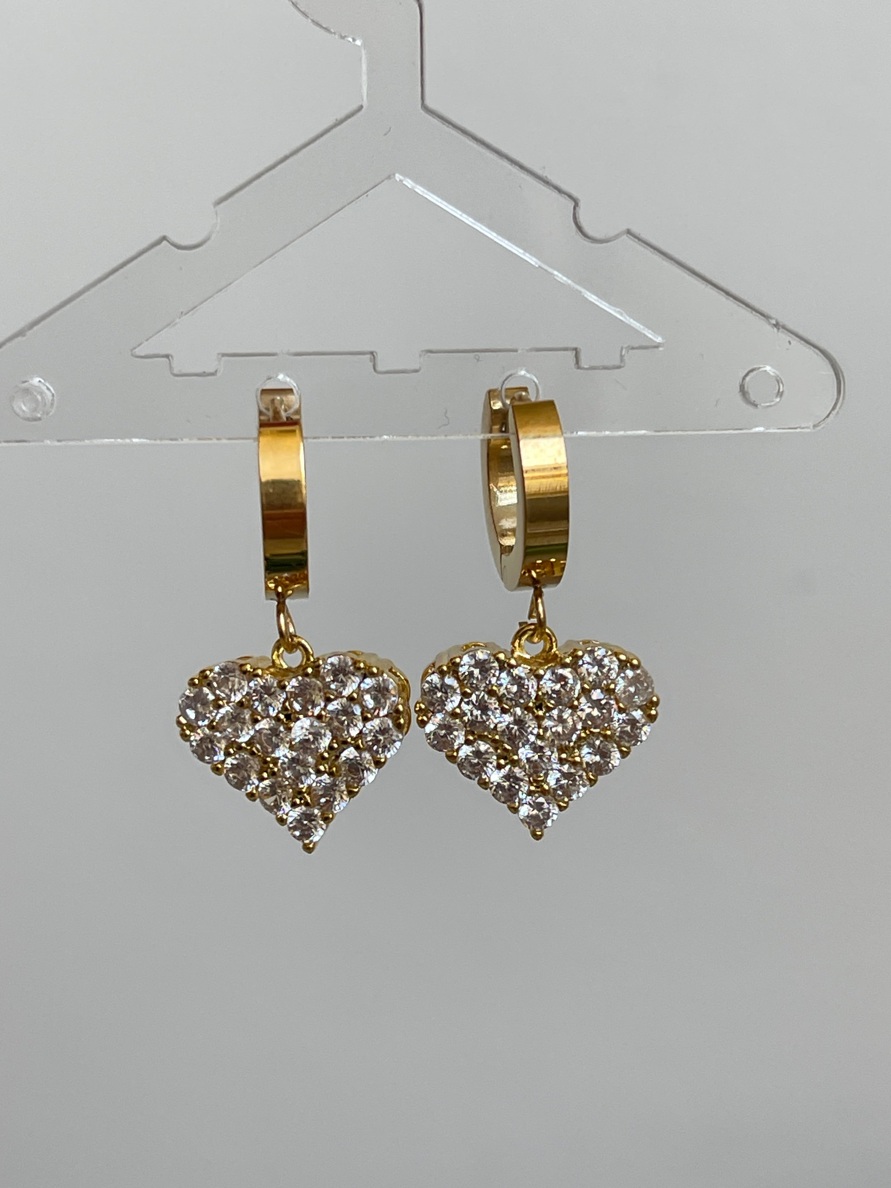 Mini Herz Ohrringe mit Strass Steinen