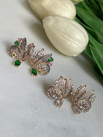 Butterfly earrings with zirconia stones