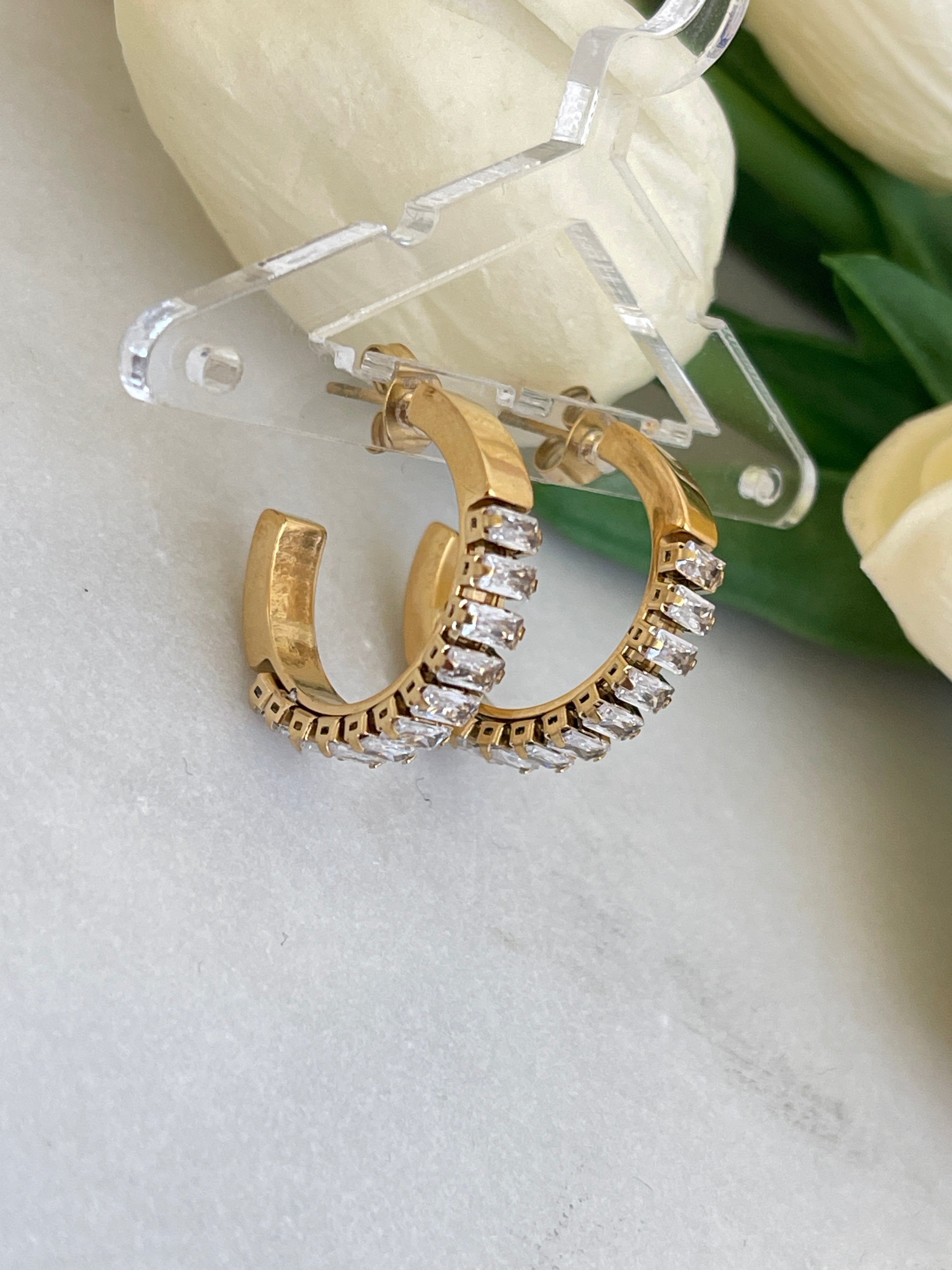 Baguette Creolen Ohrringe