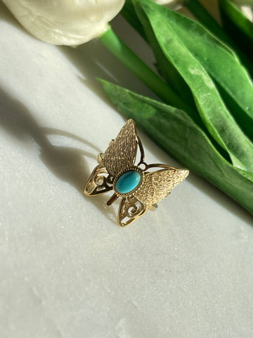 Blue Stone Butterfly Ring