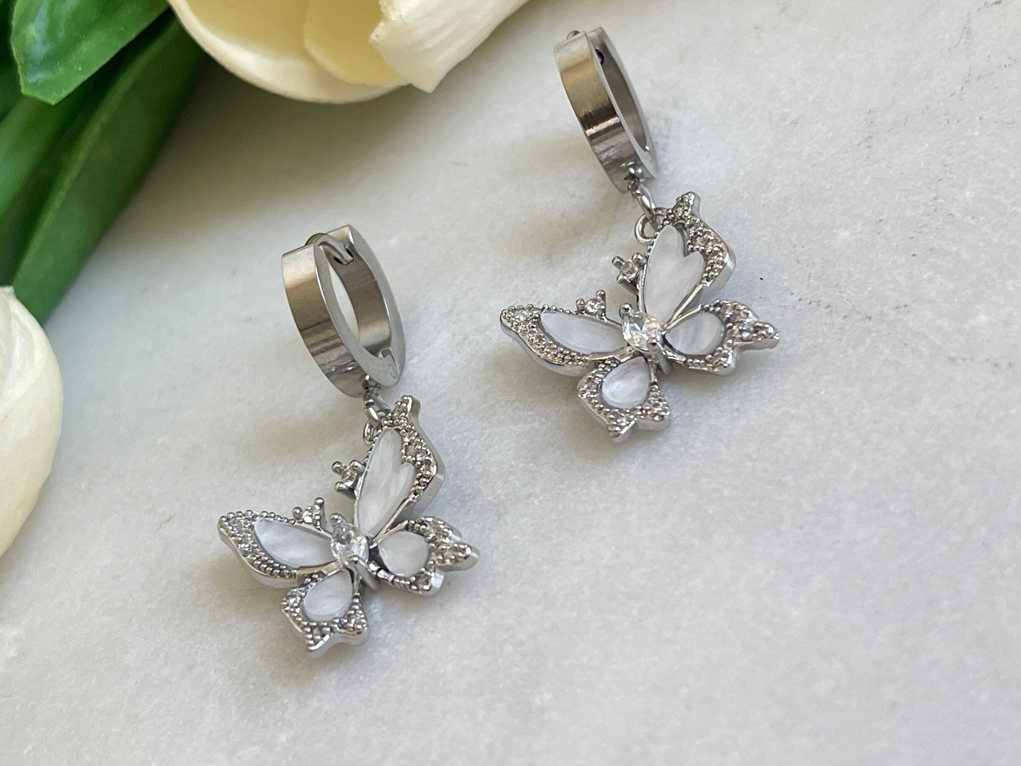 Schmetterling Perlmutt Ohrringe