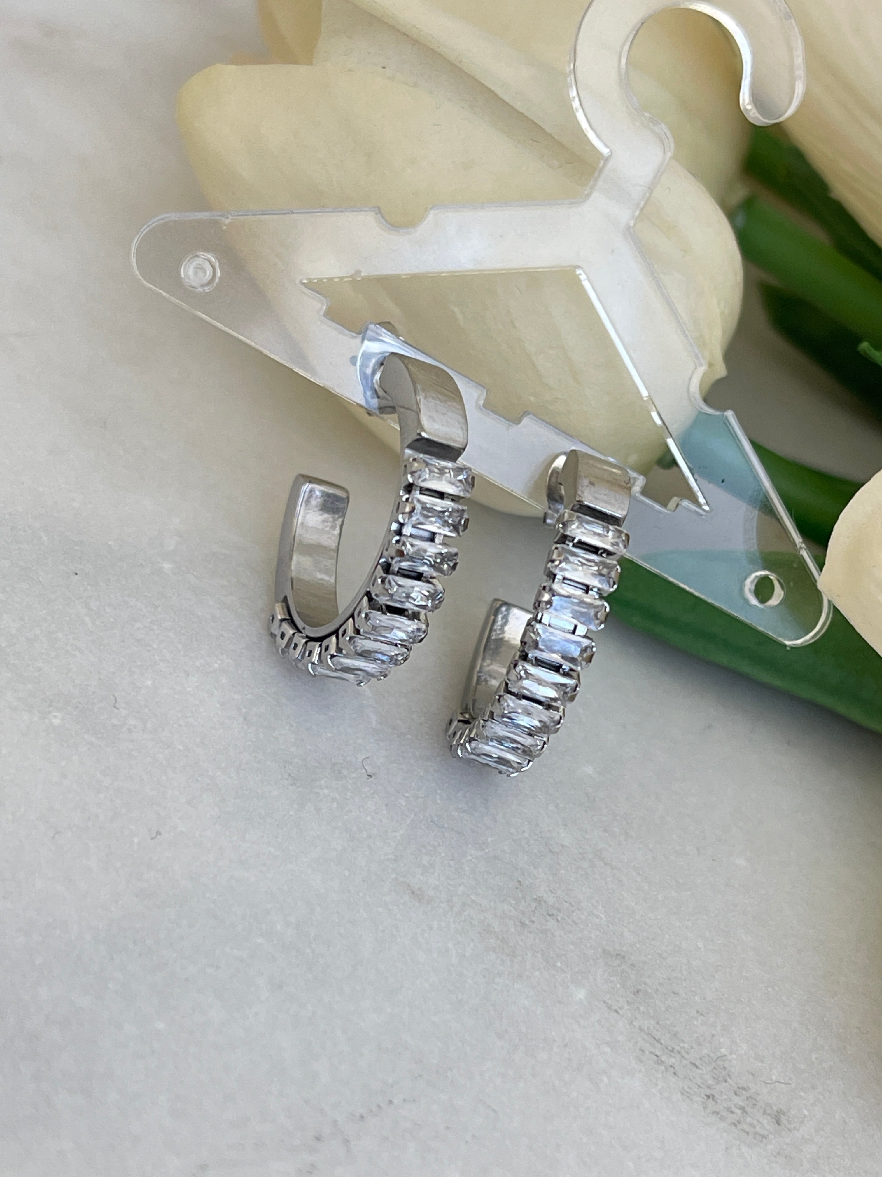 Baguette Creolen Ohrringe