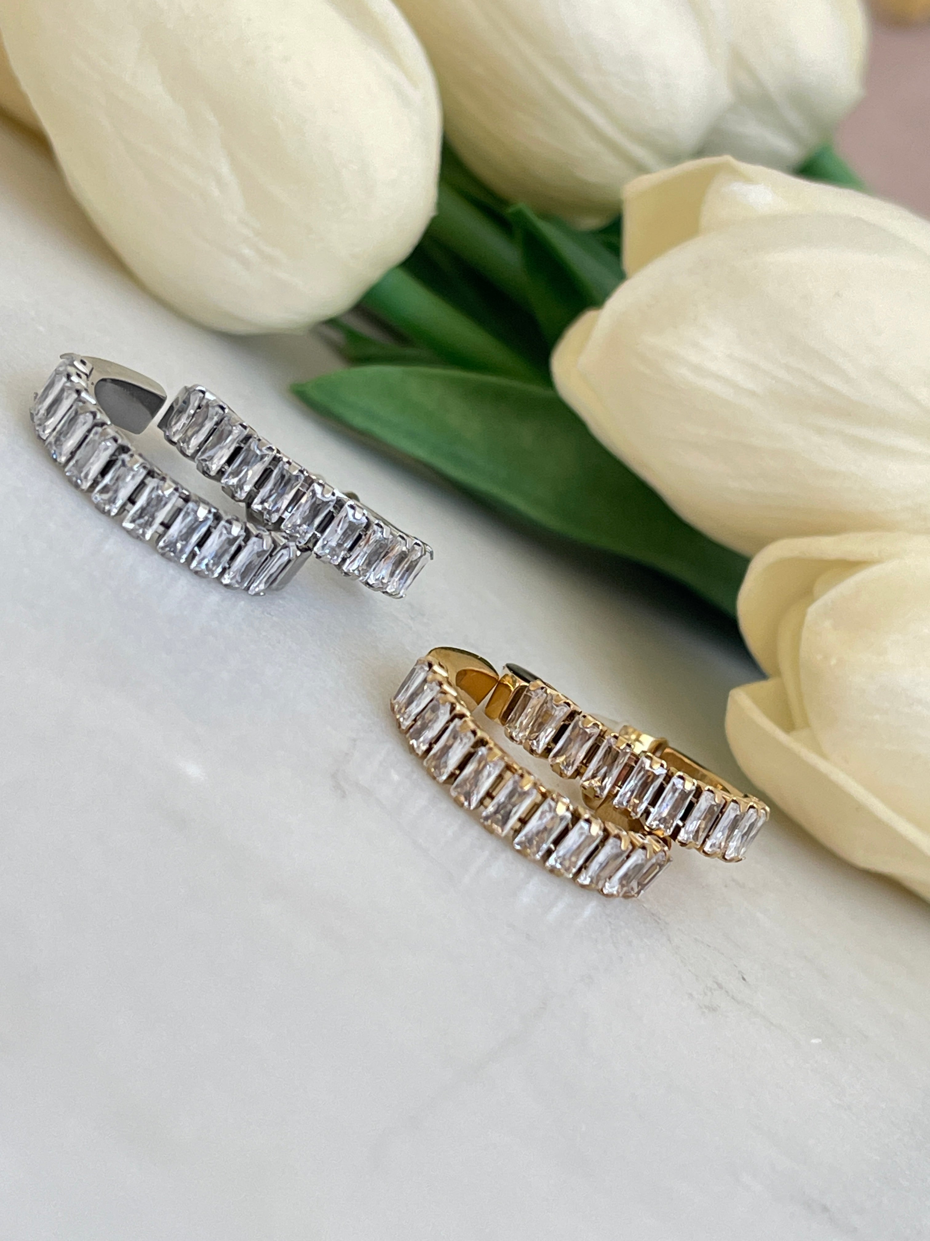 Baguette Creolen Ohrringe