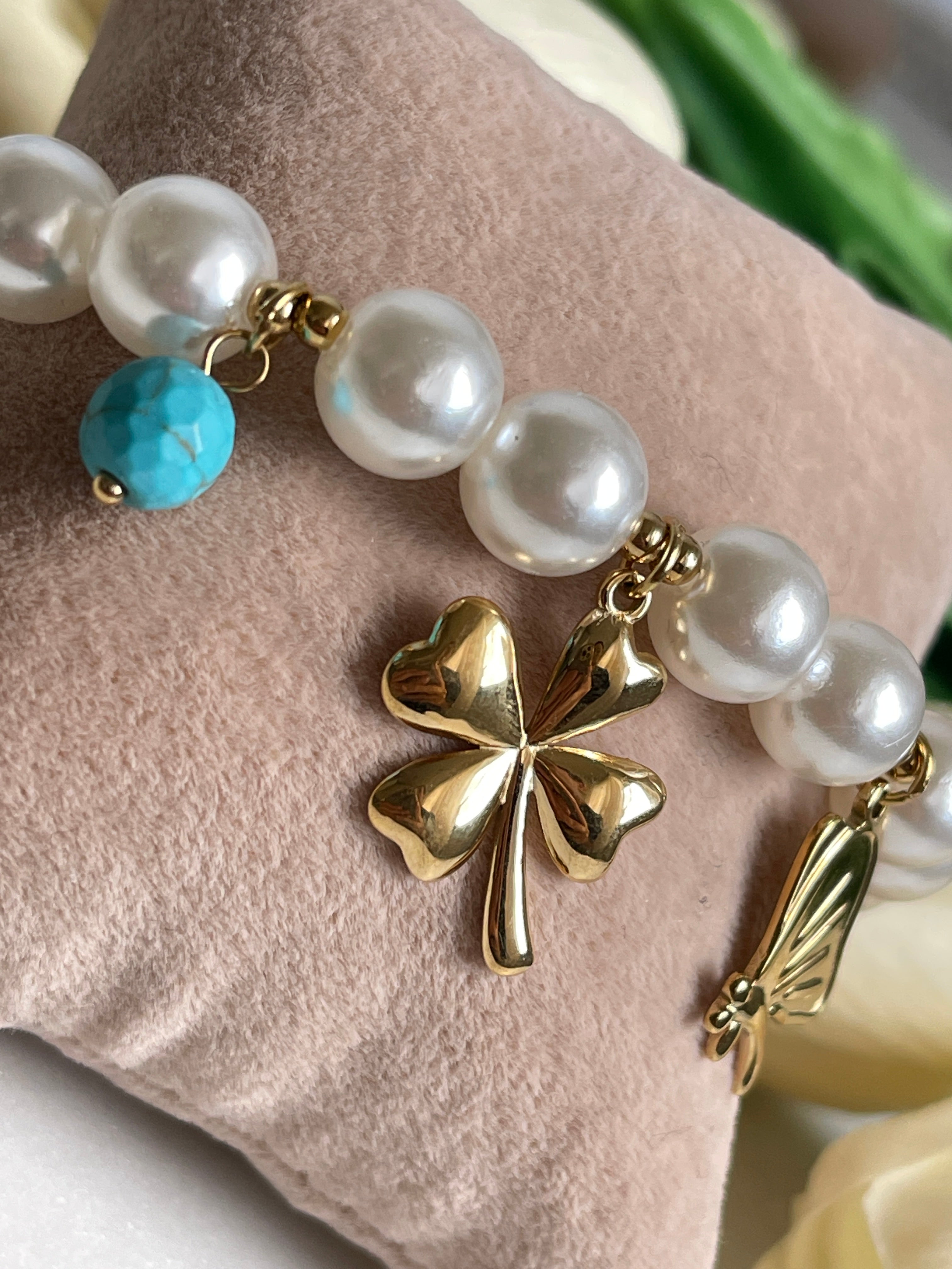Big Pearl Clover Armband