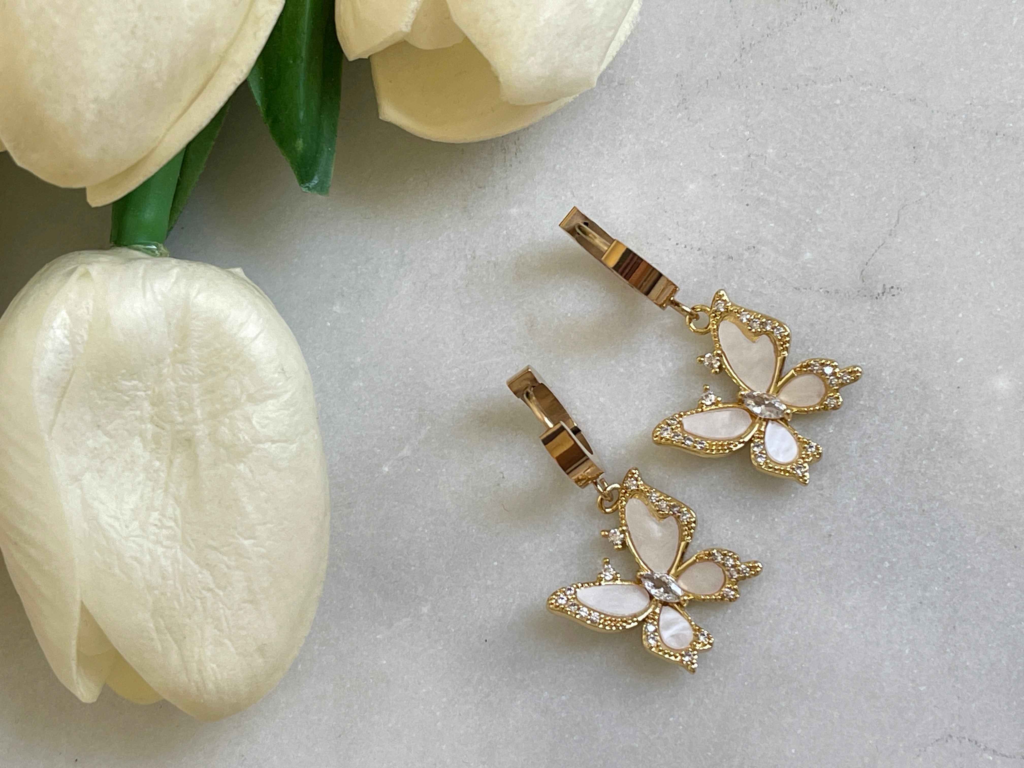 Schmetterling Perlmutt Ohrringe