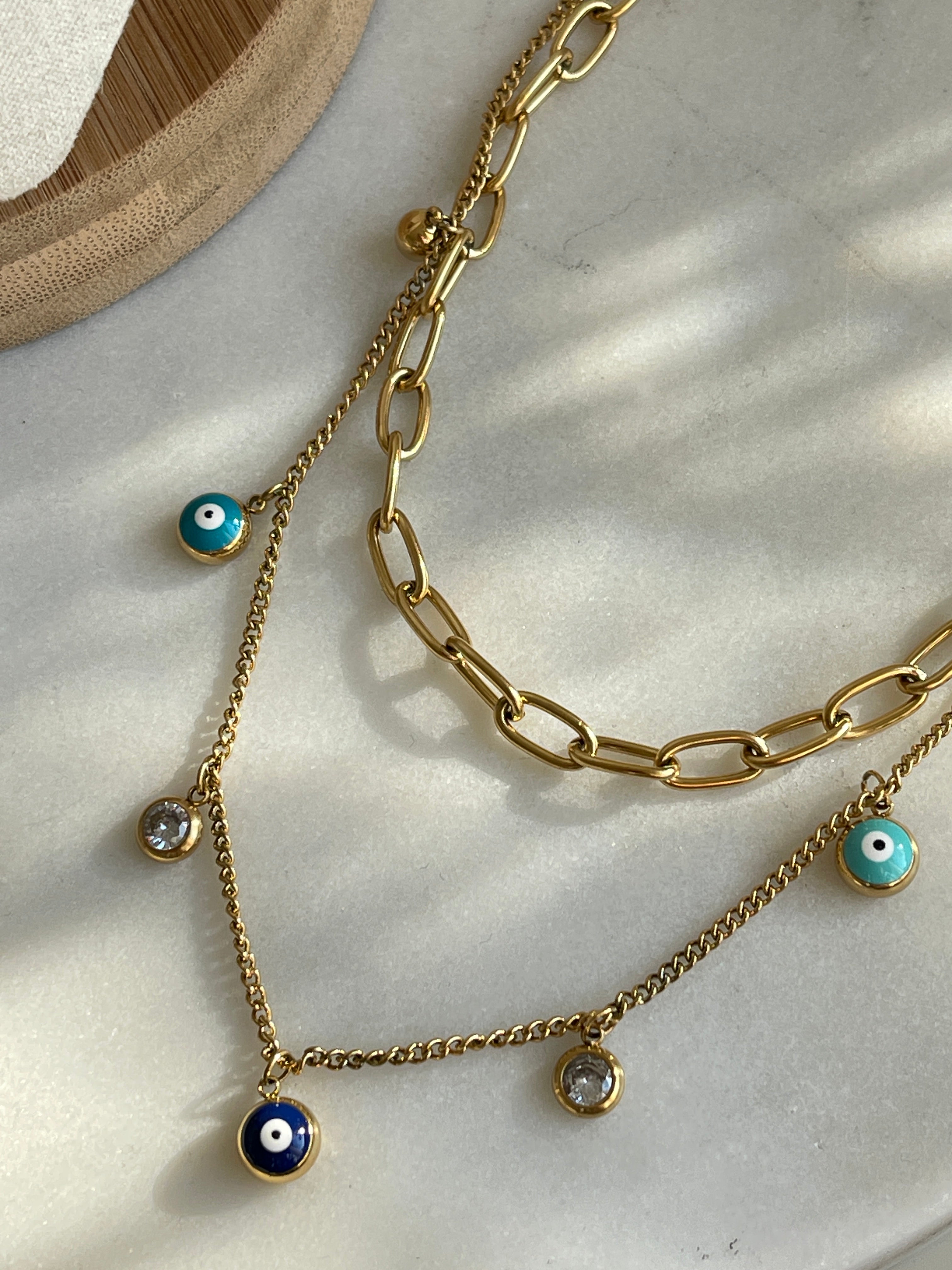 Double Chain Nazar Kette