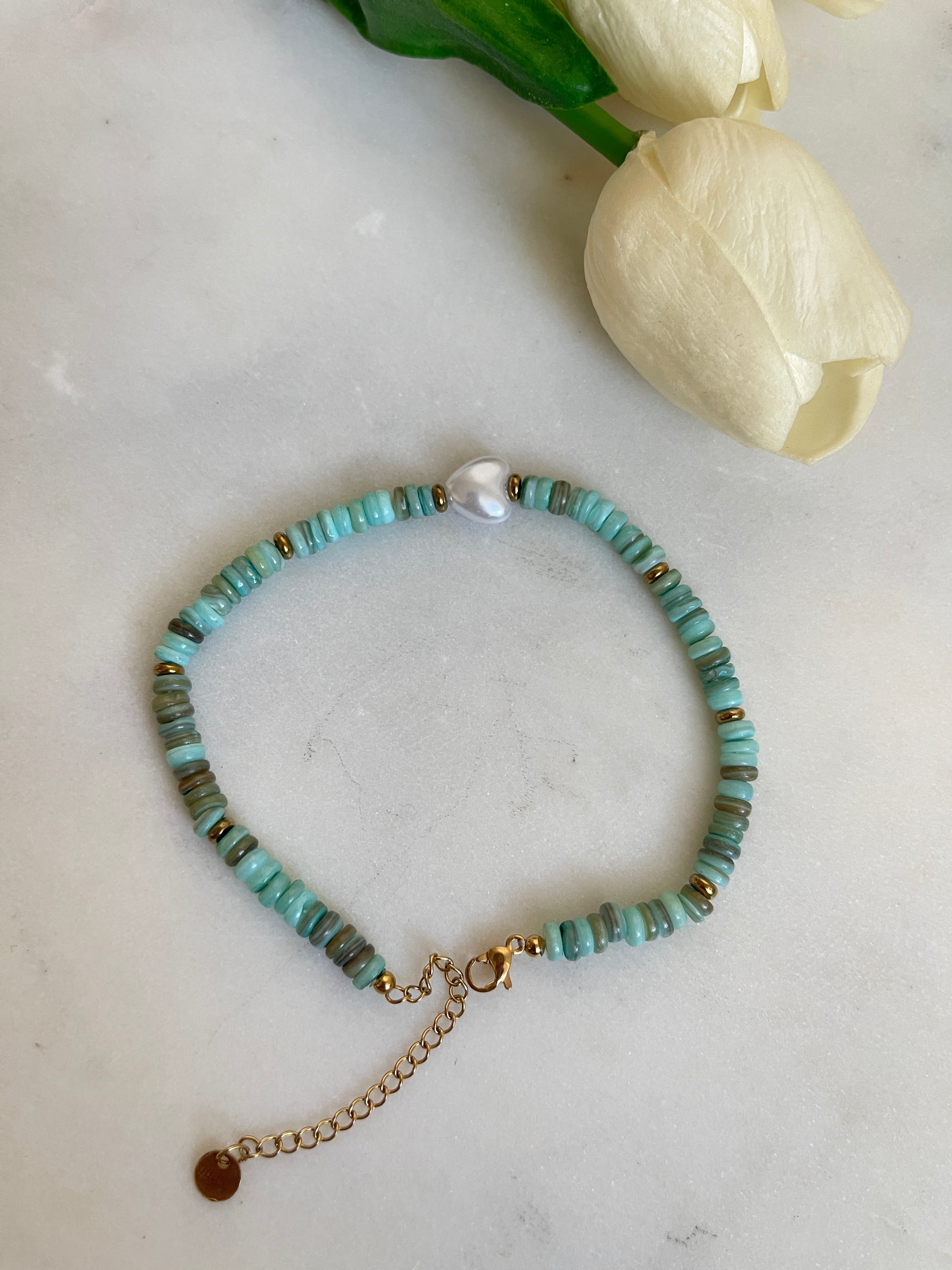 White Pearl Fußkette