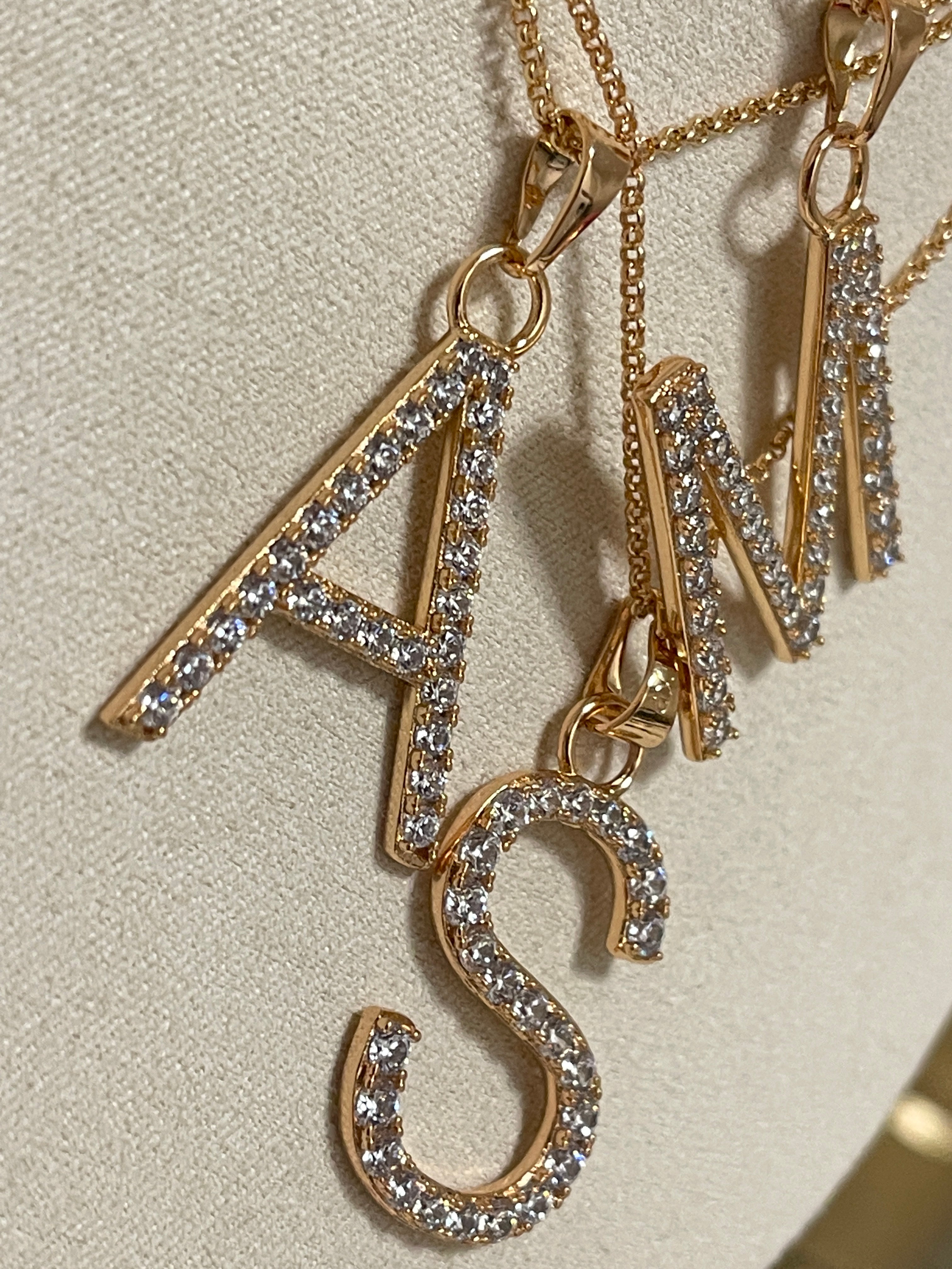 Letter chain with zirconia stones large